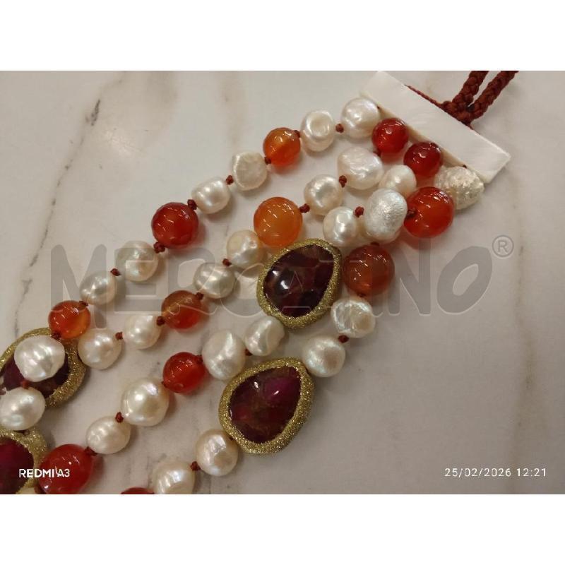 BRACCIALE ARTIGIANALE PIETRE BIANCHE ARANCIO  | Mercatino dell'Usato San giorgio del sannio 3