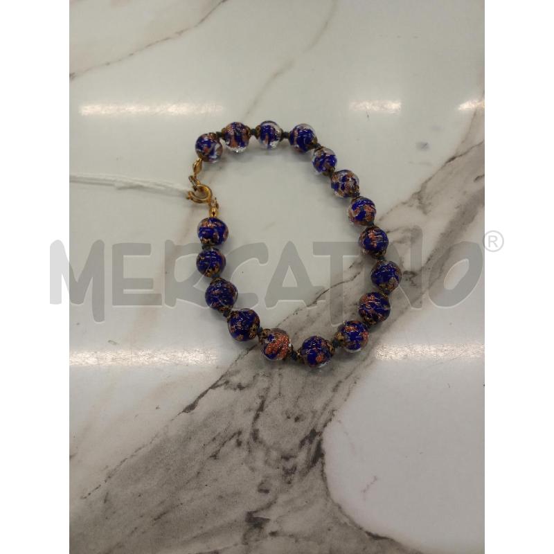 BRACCIALE PERLINE VETRO MURANO BLU  | Mercatino dell'Usato San giorgio del sannio 1