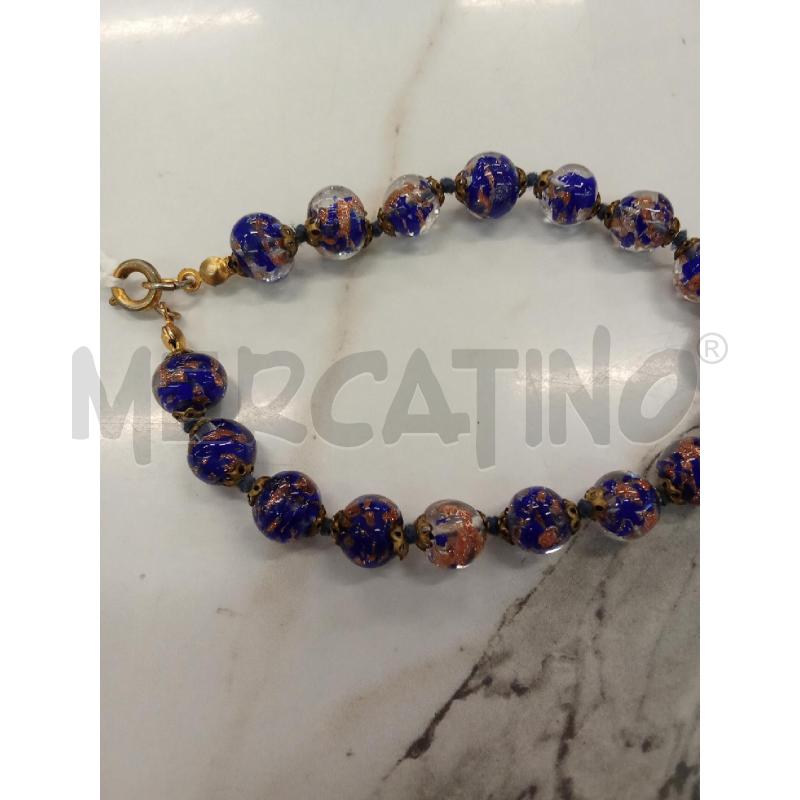 BRACCIALE PERLINE VETRO MURANO BLU  | Mercatino dell'Usato San giorgio del sannio 2