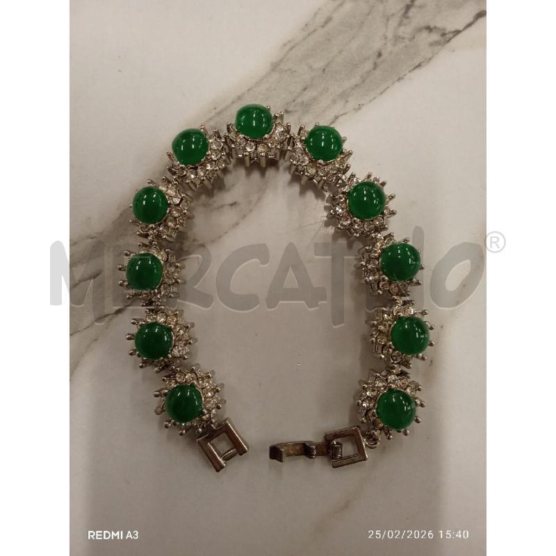 BRACCIALE VETRETTE ARGENTATE PIETRA VERDE  | Mercatino dell'Usato San giorgio del sannio 1