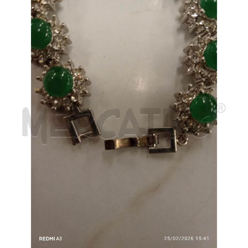 BRACCIALE VETRETTE ARGENTATE PIETRA VERDE  | Mercatino dell'Usato San giorgio del sannio 2