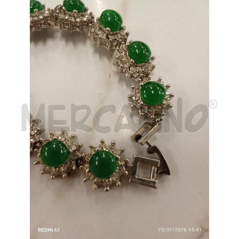 BRACCIALE VETRETTE ARGENTATE PIETRA VERDE  | Mercatino dell'Usato San giorgio del sannio 5