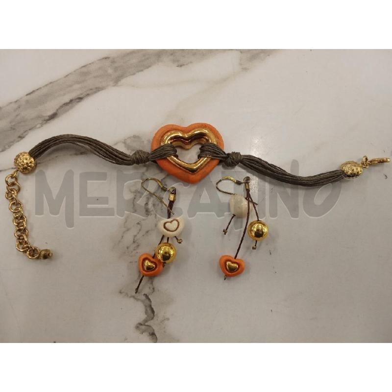 BRACCIALE + ORECCHINI THUN CUORE ARANCIONE BIANCO | Mercatino dell'Usato San giorgio del sannio 1