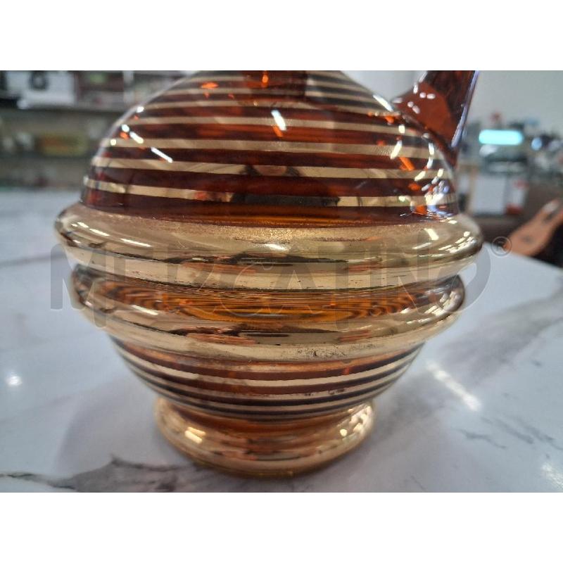 BROCCA VETRO ARANCIONE RIGHE DORATE  | Mercatino dell'Usato San giorgio del sannio 3