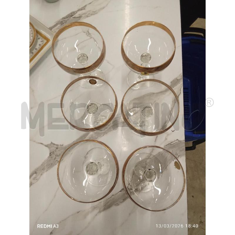 CALICI PZ. 6 CRISTALLO RIGO DORATO  | Mercatino dell'Usato San giorgio del sannio 2