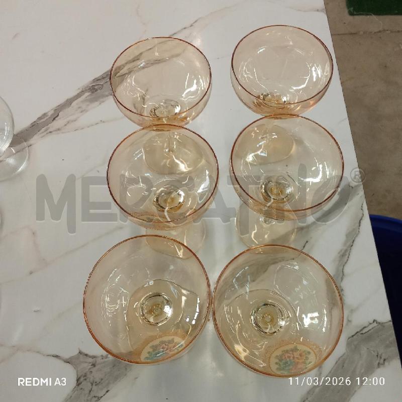 CALICI PZ. 6 VETRO AVORIO FIORI | Mercatino dell'Usato San giorgio del sannio 2