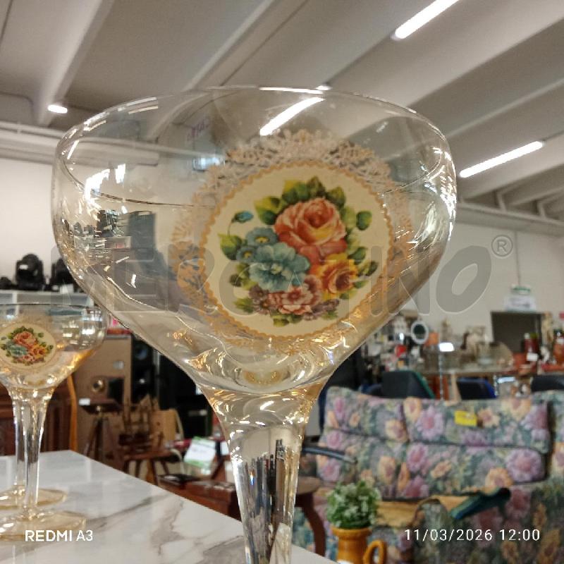CALICI PZ. 6 VETRO AVORIO FIORI | Mercatino dell'Usato San giorgio del sannio 3