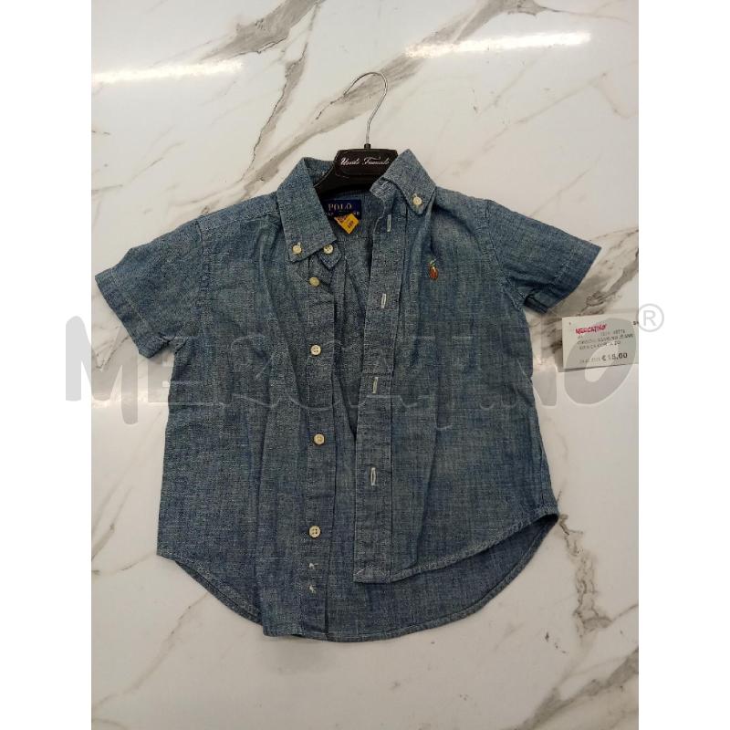 CAMICIA BAMBINO JEANS MANICA CORTA BOTTONI BIANCHI  | Mercatino dell'Usato San giorgio del sannio 1