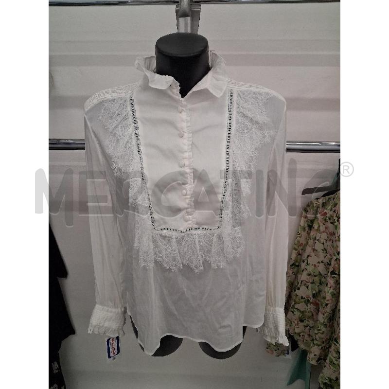 CAMICIA DONNA BIANCA LUNGA RUCHES PIZZO ZARA | Mercatino dell'Usato San giorgio del sannio 1