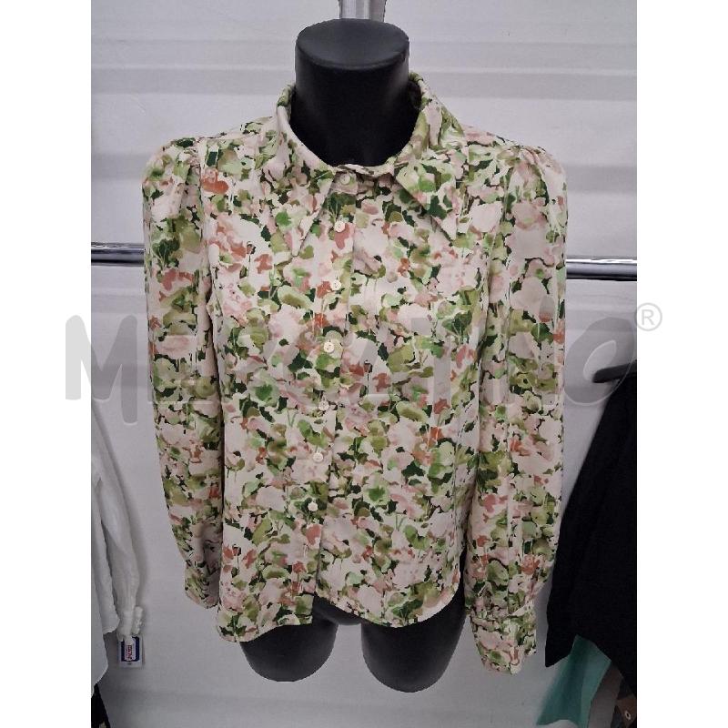 CAMICIA DONNA FOGLIE E FIORI DELICATI VERDE ROSA PANNA  | Mercatino dell'Usato San giorgio del sannio 1