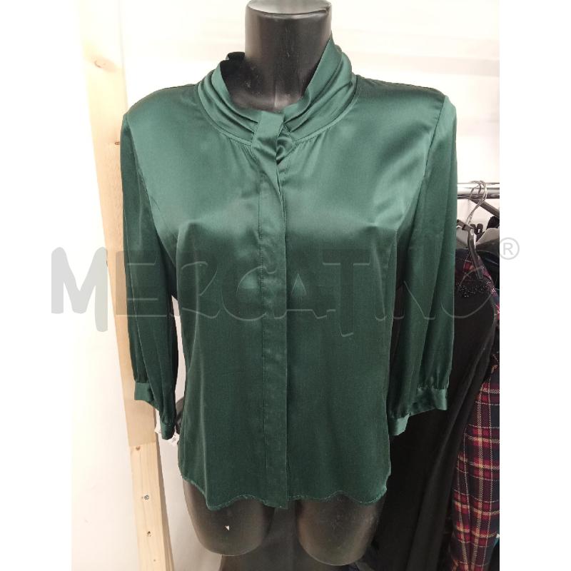 CAMICIA DONNA VERDE EFFETTO RASO RICCIO AL COLLO PENNYBLACK  | Mercatino dell'Usato San giorgio del sannio 1