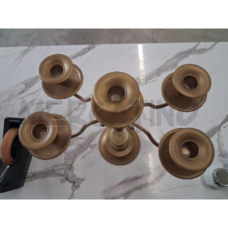 CANDELABRO METALLO DORATO VETRO  | Mercatino dell'Usato San giorgio del sannio 2