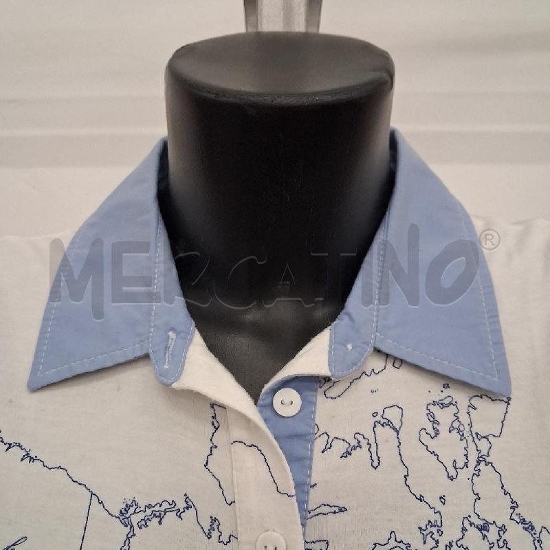 CANOTTA DONNA BIANCA PRIMA CLASSE COLLETTO AZZURRO  | Mercatino dell'Usato San giorgio del sannio 3