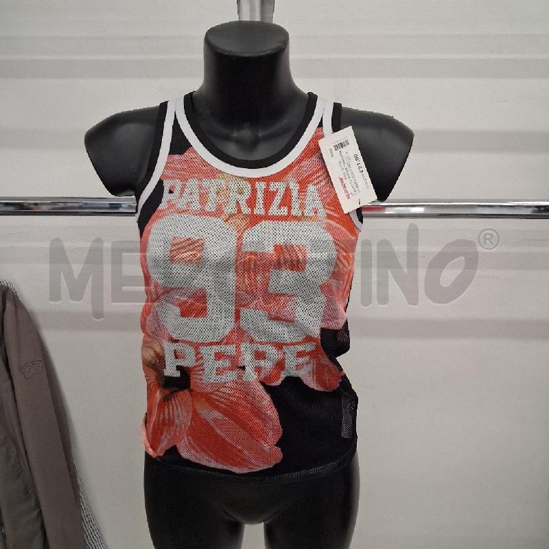 CANOTTA DONNA TRAFORATA NERA CON FANTASIA ARANCIO PATRIZIA PEPE  | Mercatino dell'Usato San giorgio del sannio 1