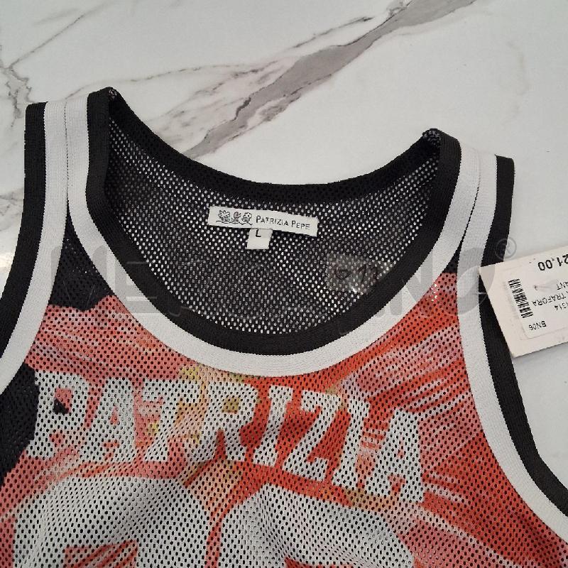 CANOTTA DONNA TRAFORATA NERA CON FANTASIA ARANCIO PATRIZIA PEPE  | Mercatino dell'Usato San giorgio del sannio 4