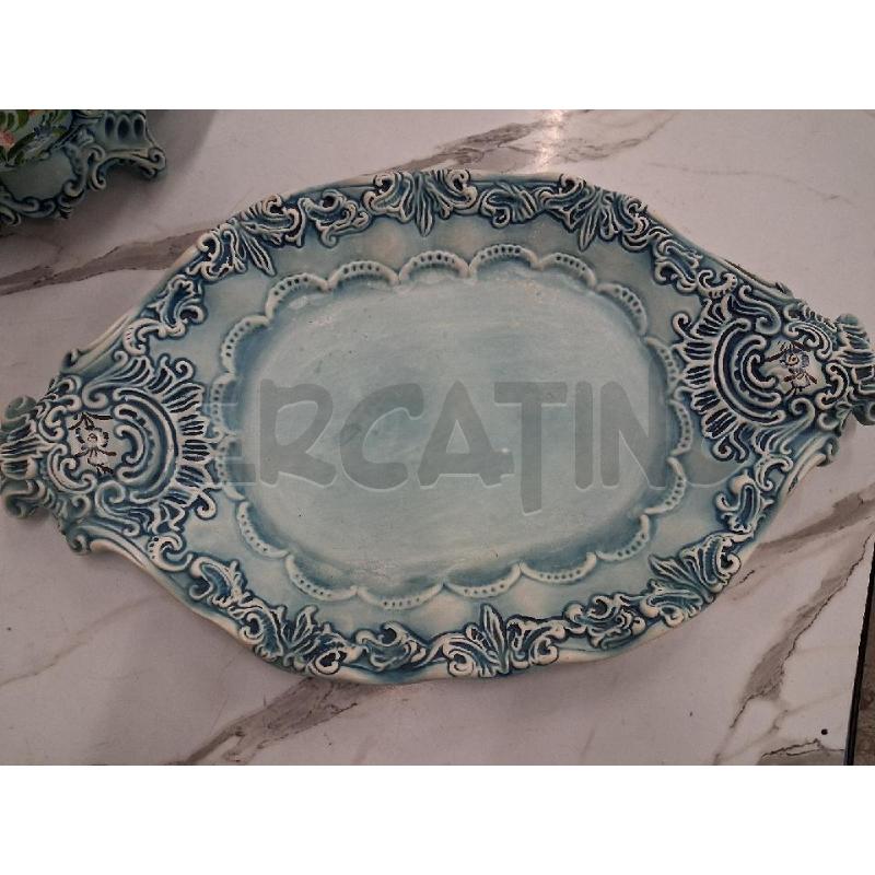 CENTROTAVOLA CERAMICA AZZURRO FIORI  | Mercatino dell'Usato San giorgio del sannio 3