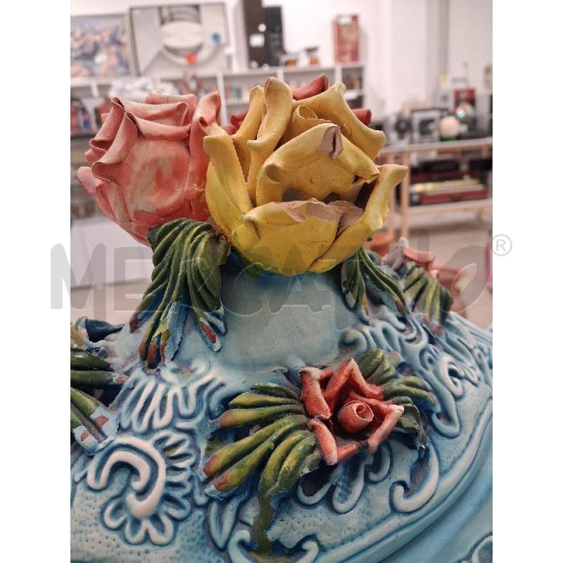 CENTROTAVOLA CERAMICA AZZURRO FIORI  | Mercatino dell'Usato San giorgio del sannio 5