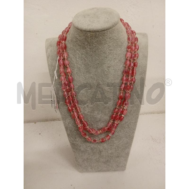 COLLANA A TRE ROSA CON GANCIO GRIGIO FIORE | Mercatino dell'Usato San giorgio del sannio 1