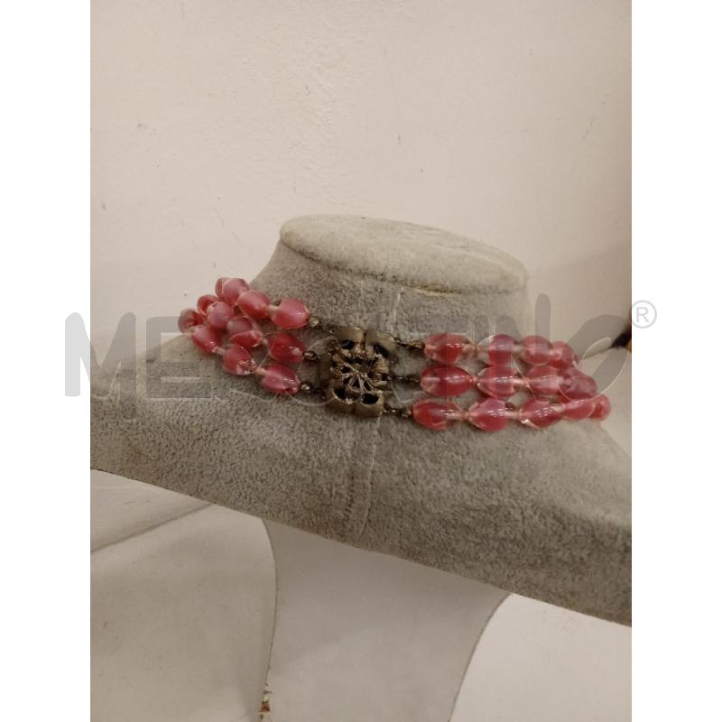 COLLANA A TRE ROSA CON GANCIO GRIGIO FIORE | Mercatino dell'Usato San giorgio del sannio 2