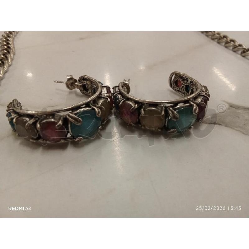 COLLANA CATENA FIORE PIETRE SODINI + ORECCHINI CERCHI | Mercatino dell'Usato San giorgio del sannio 2