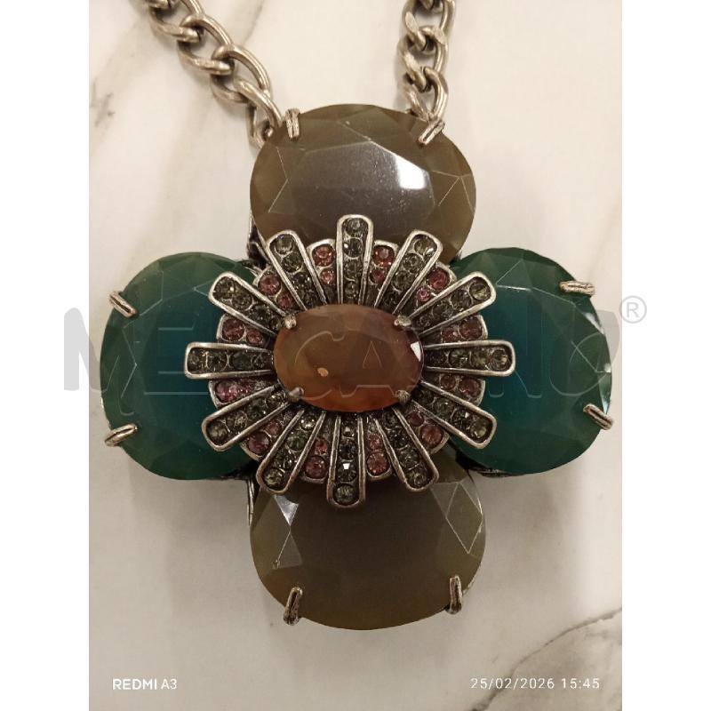 COLLANA CATENA FIORE PIETRE SODINI + ORECCHINI CERCHI | Mercatino dell'Usato San giorgio del sannio 3