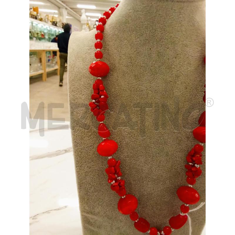 COLLANA LUNGA PIETRINE ROSSE DET.ARGENTATO | Mercatino dell'Usato San giorgio del sannio 2