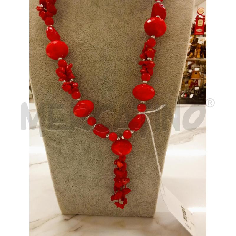 COLLANA LUNGA PIETRINE ROSSE DET.ARGENTATO | Mercatino dell'Usato San giorgio del sannio 3