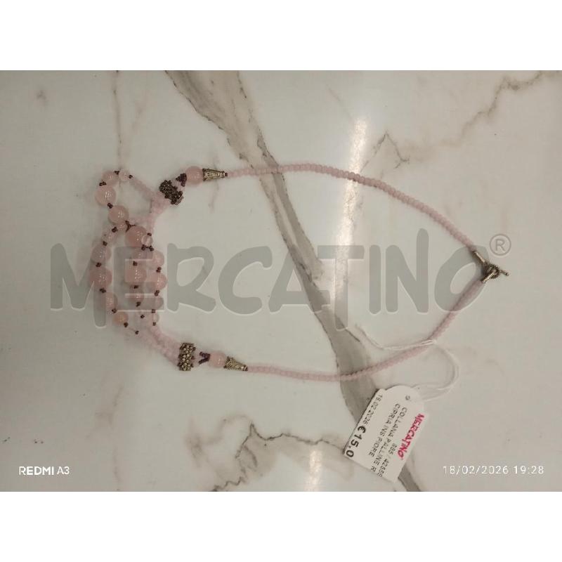 COLLANA PALLINE ROSA CIPRIA INS FIORELLINI | Mercatino dell'Usato San giorgio del sannio 1