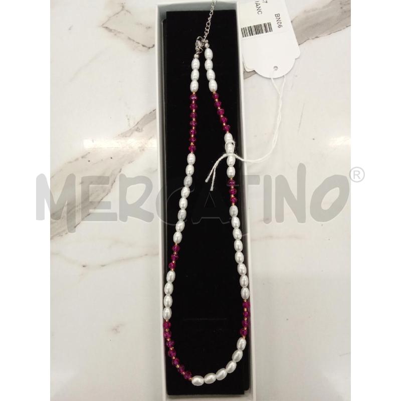 COLLANA PERLINE BIANCHE ROSA ALTERNATE | Mercatino dell'Usato San giorgio del sannio 1