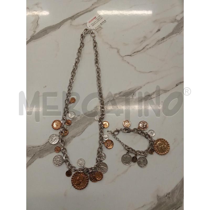 COLLANA + BRACCIALE MONETE CATENA ARGENTATA GRANDE  | Mercatino dell'Usato San giorgio del sannio 1