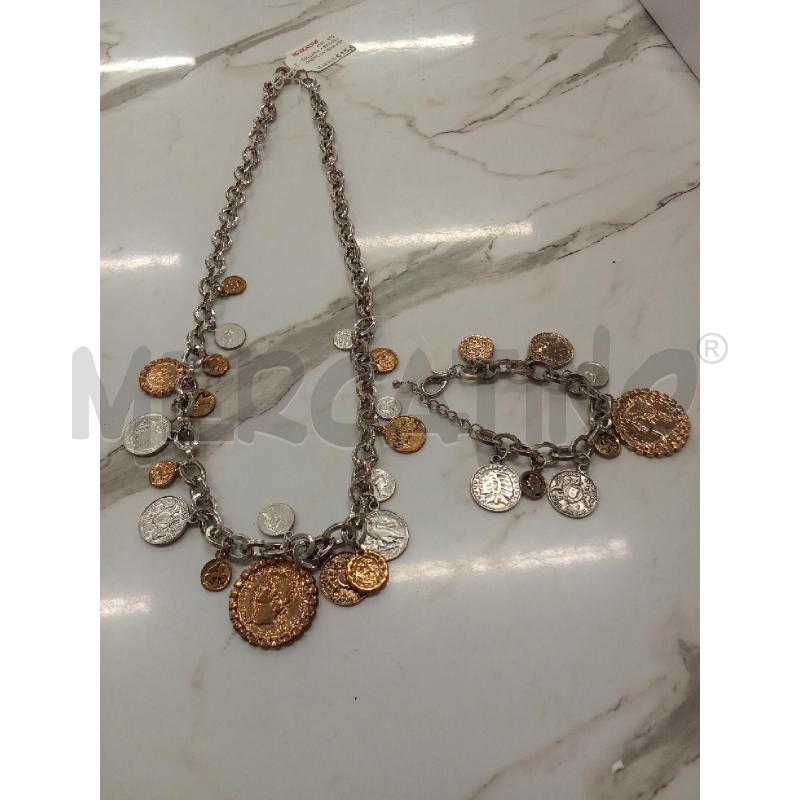 COLLANA + BRACCIALE MONETE CATENA ARGENTATA GRANDE  | Mercatino dell'Usato San giorgio del sannio 2