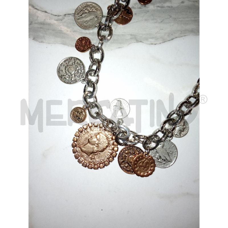 COLLANA + BRACCIALE MONETE CATENA ARGENTATA GRANDE  | Mercatino dell'Usato San giorgio del sannio 3