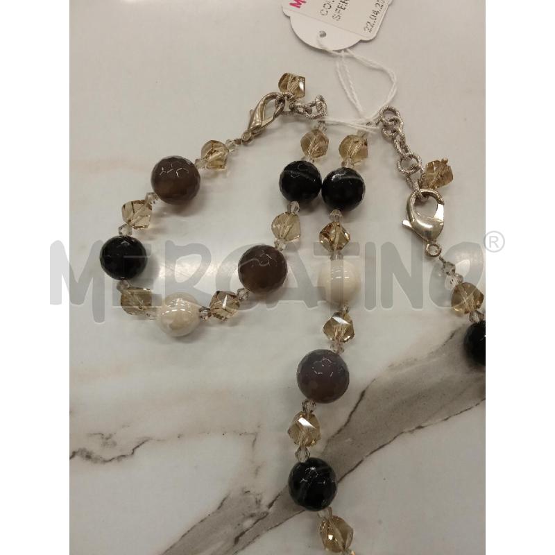 COLLANA + BRACCIALIE SFERE NERE TORTORA BIANCHE  | Mercatino dell'Usato San giorgio del sannio 2