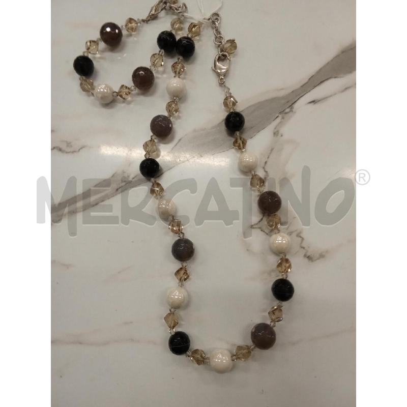 COLLANA + BRACCIALIE SFERE NERE TORTORA BIANCHE  | Mercatino dell'Usato San giorgio del sannio 3