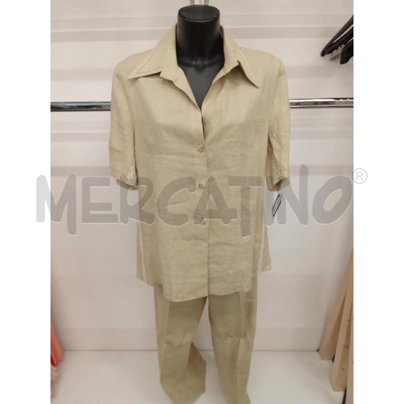 COMPLETO DONNA BEIGE INS. MERLETTO BIANCO PANTALONE+CAMICIA | Mercatino dell'Usato San giorgio del sannio 1