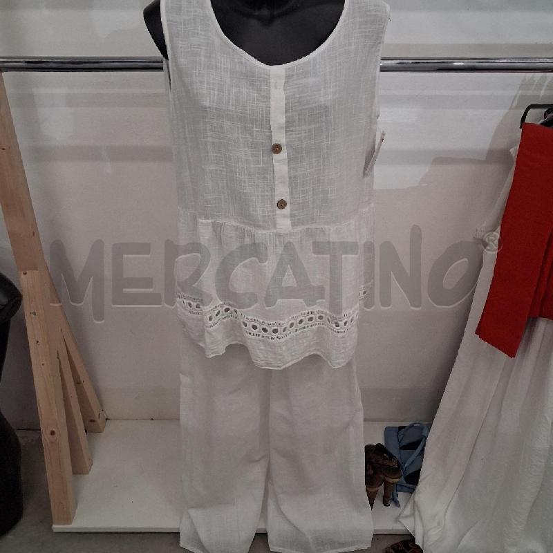 COMPLETO DONNA BIANCO COTONE CANOTTA + PANTALONE | Mercatino dell'Usato San giorgio del sannio 1