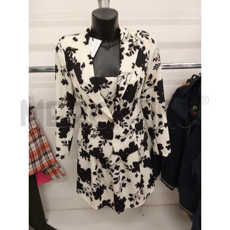 COMPLETO DONNA GIACCA + VESTITO BIANCHI FIORI NERI BLOOMA  | Mercatino dell'Usato San giorgio del sannio 1