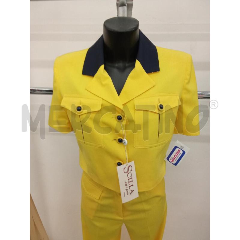 COMPLETO DONNA GIALLO INS NERO 2PZ GIACCA MEZZA MANICA PANTALONE SCILLA  | Mercatino dell'Usato San giorgio del sannio 2
