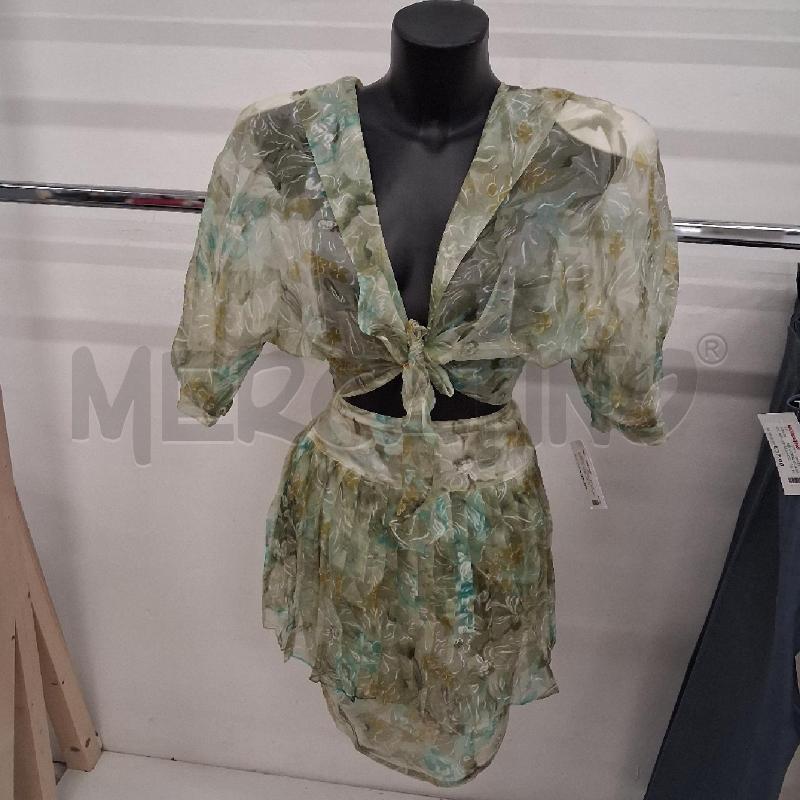 COMPLETO DONNA GONNA MAGLIA PURA SETA VERDE FLOREALE  | Mercatino dell'Usato San giorgio del sannio 1