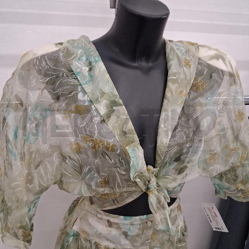 COMPLETO DONNA GONNA MAGLIA PURA SETA VERDE FLOREALE  | Mercatino dell'Usato San giorgio del sannio 2
