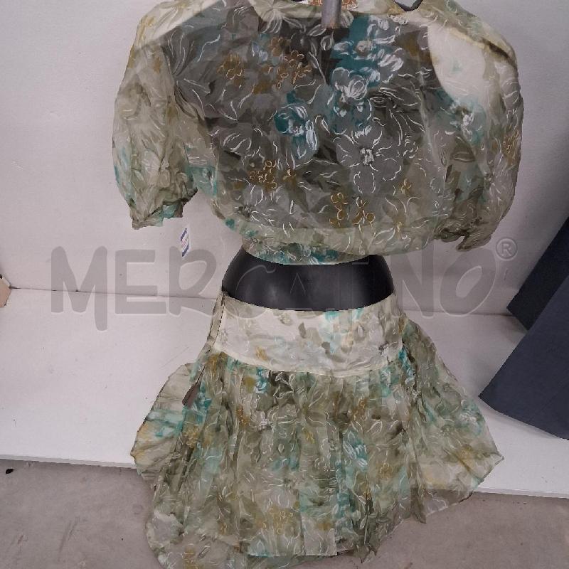 COMPLETO DONNA GONNA MAGLIA PURA SETA VERDE FLOREALE  | Mercatino dell'Usato San giorgio del sannio 4