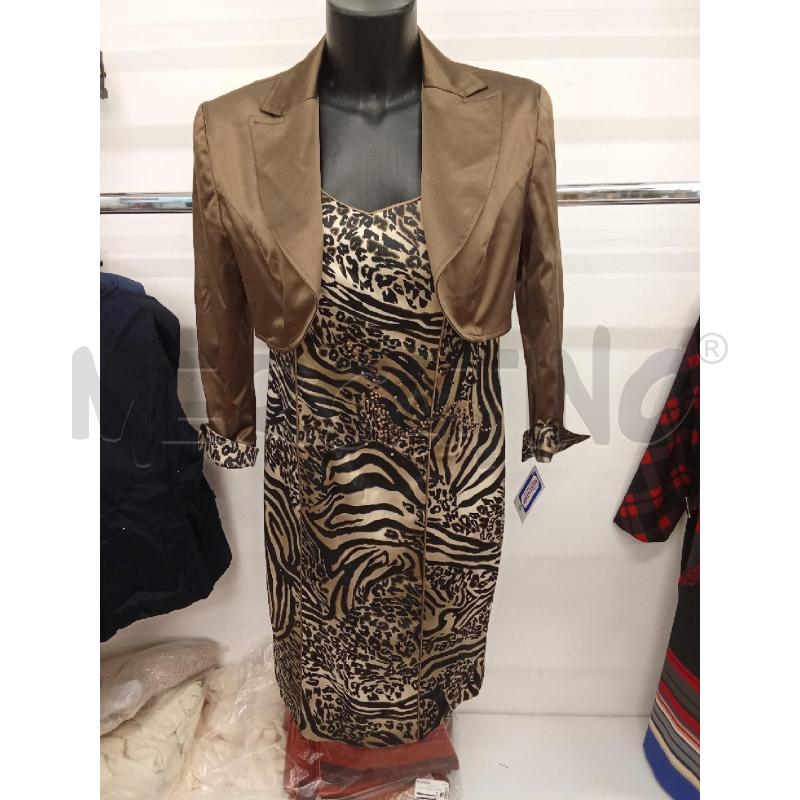 COMPLETO DONNA VESTITO ANIMALIER CON GIACCHINO MARRONE  | Mercatino dell'Usato San giorgio del sannio 1