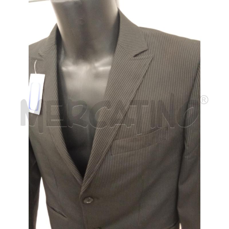 COMPLETO UOMO NERO GESSATO GIACCA + PANTALONE RIGO BIANCO SONNY E BONO  | Mercatino dell'Usato San giorgio del sannio 2