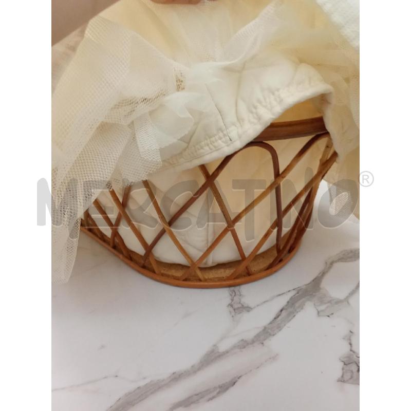 CULLA IN VIMINI PIZZO PANNA MACRAMÈ OVALE  | Mercatino dell'Usato San giorgio del sannio 5