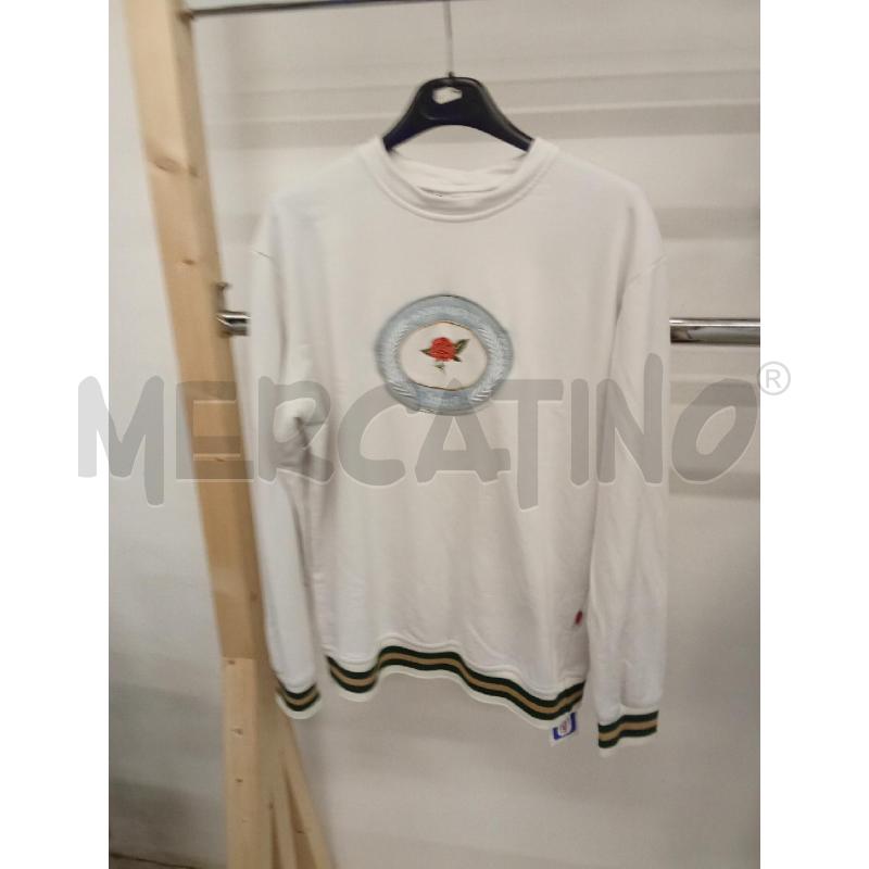 FELPA UOMO BIANCA CON CERCHIO AZZURRO ROSA HOODS FRWRD | Mercatino dell'Usato San giorgio del sannio 1