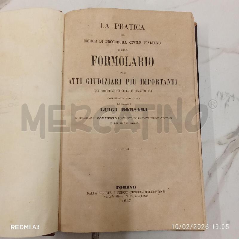 FORMOLARIO ATTI GIUDIZIARI PIU IMPORTANTI LUIGI BORSARI 1867 | Mercatino dell'Usato San giorgio del sannio 3