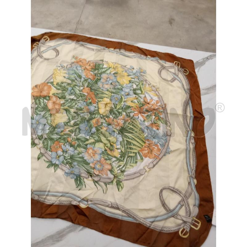 FOULARD FANTASIA BEIGE BORDO MARRONE SETA | Mercatino dell'Usato San giorgio del sannio 1