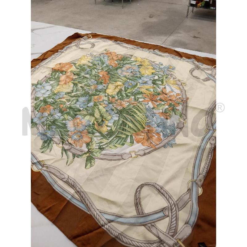 FOULARD FANTASIA BEIGE BORDO MARRONE SETA | Mercatino dell'Usato San giorgio del sannio 2