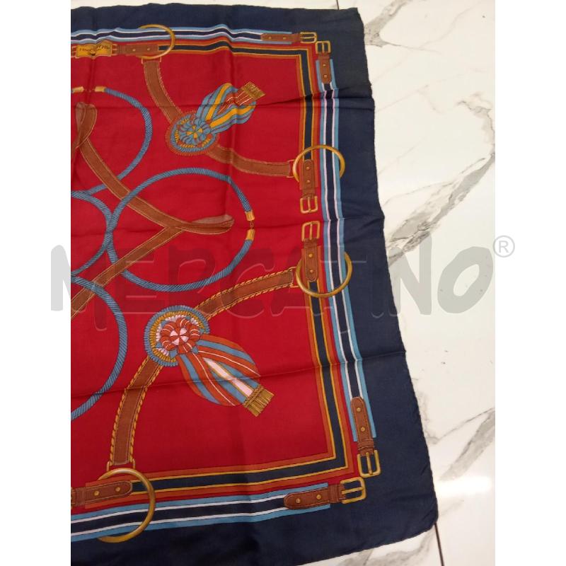 FOULARD ROSSO BORDO BLU DISEGNO CINTURA ITALIAN SILK | Mercatino dell'Usato San giorgio del sannio 2