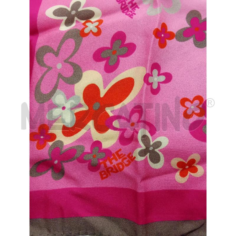 FOULARD THE BRIDGE ROSA FIORI SETA BORDO MARRONE | Mercatino dell'Usato San giorgio del sannio 3